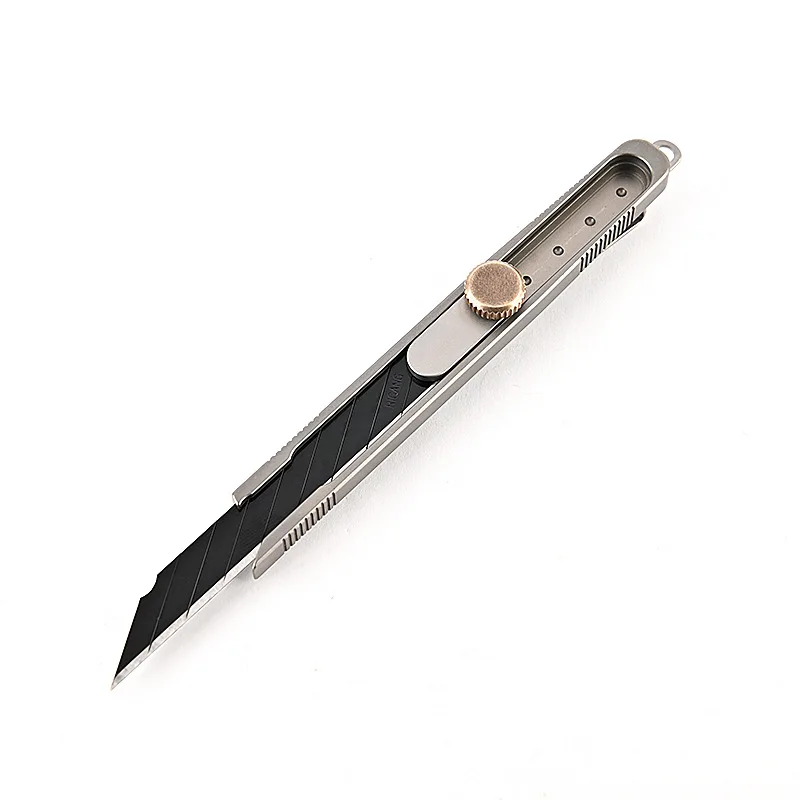 Tasche Titan Legierung Utility Messer Auspacken Tapete Carving Express Messer Büro Metall Schneiden Papier Messer Mit Zurück Clip – Detail 11