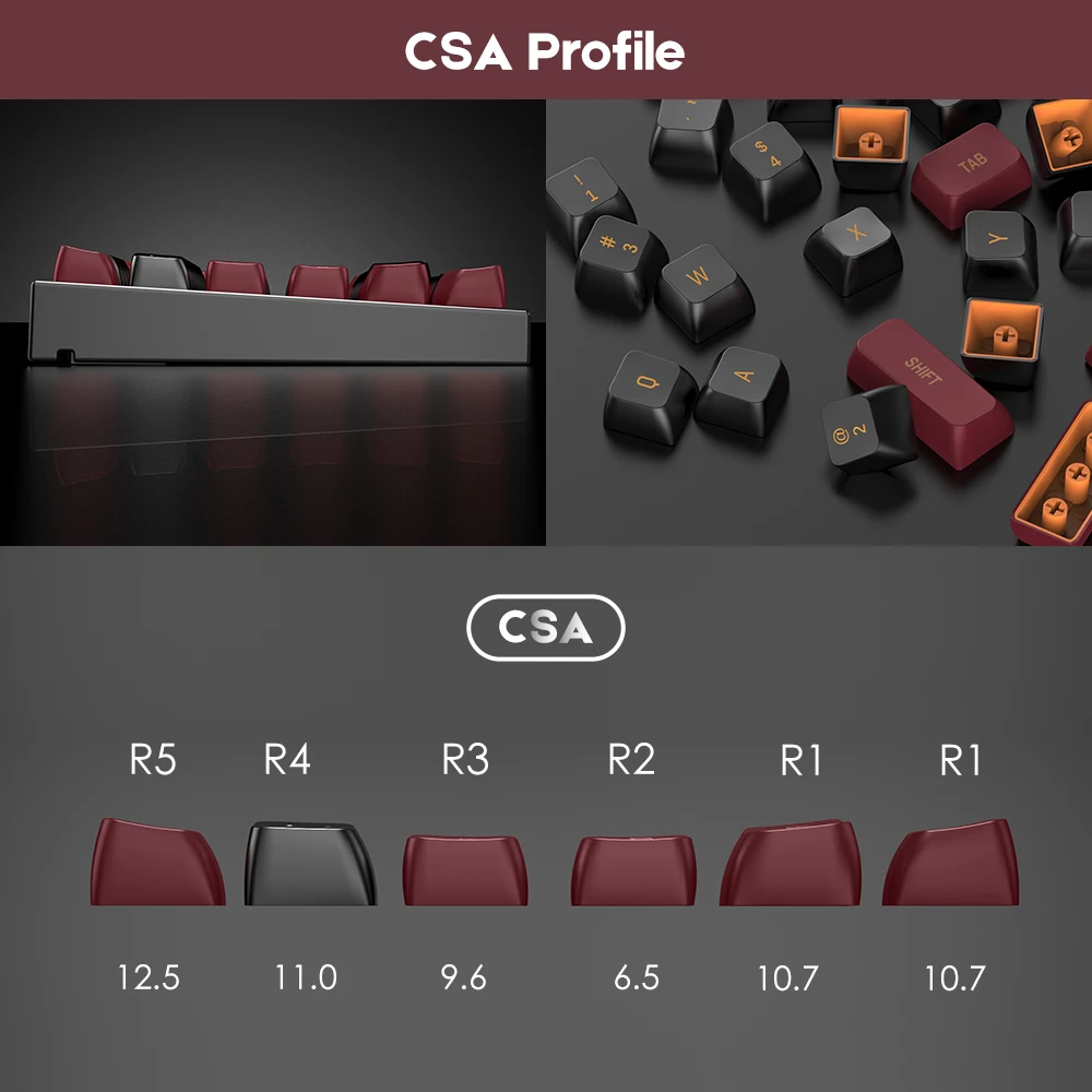 150 키 PBT 키캡 CSA 프로필 맞춤형 DIY 블랙 옐로우 영어 키캡, 게임용 기계식 키보드, 위성 축