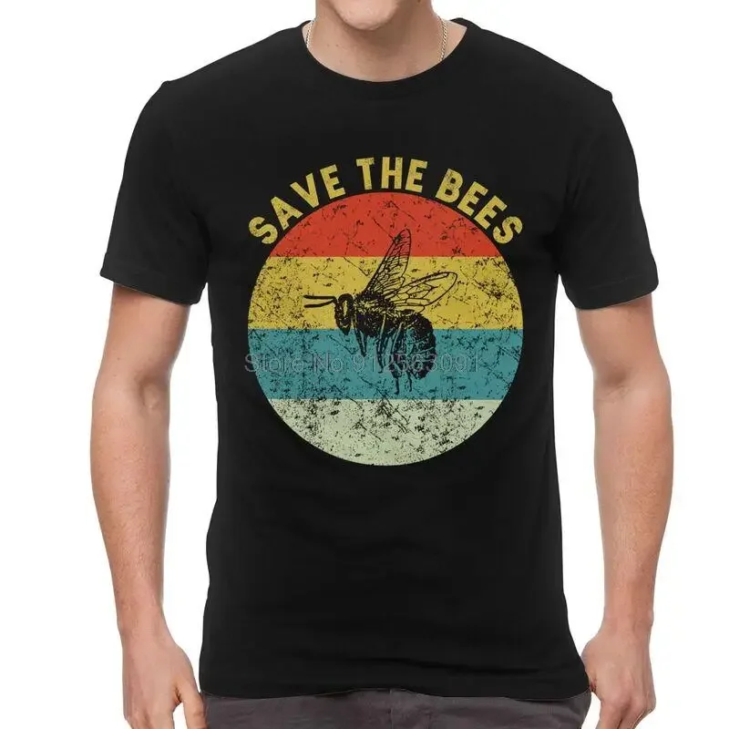 

Vintage Save The Bee Tshirts Men Streetwear Tee Tops Cotton T Shirt Short Sleeve Beekeeper T-shirt Gift Merch