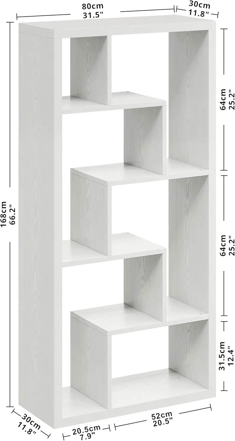 6-Shelf Industrial Bookshelf White Etagere Bookcase Tall Storage Display Bookshelf with Thicken Shelf 3