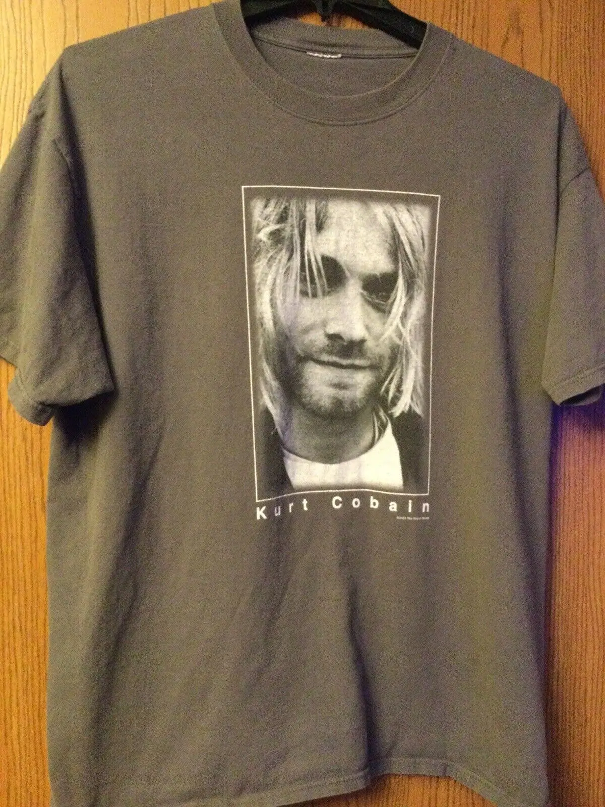 Kurt Cobain 2002 Camicia Grigia "The End Of Music" Senza Tag Spotting Al Collo Maniche Lunghe