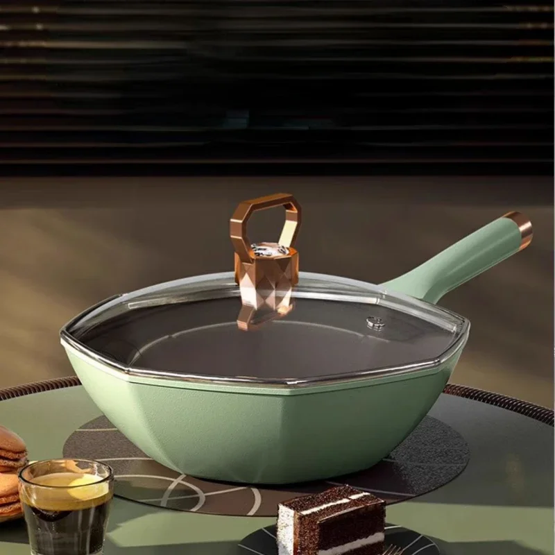 

Non Stick Wok Pan Frying Cooking Pot Chinese Uncoated Octagonal Frying Pan Wok Gas Stove Vegetables Kitchen Cookware frigideira