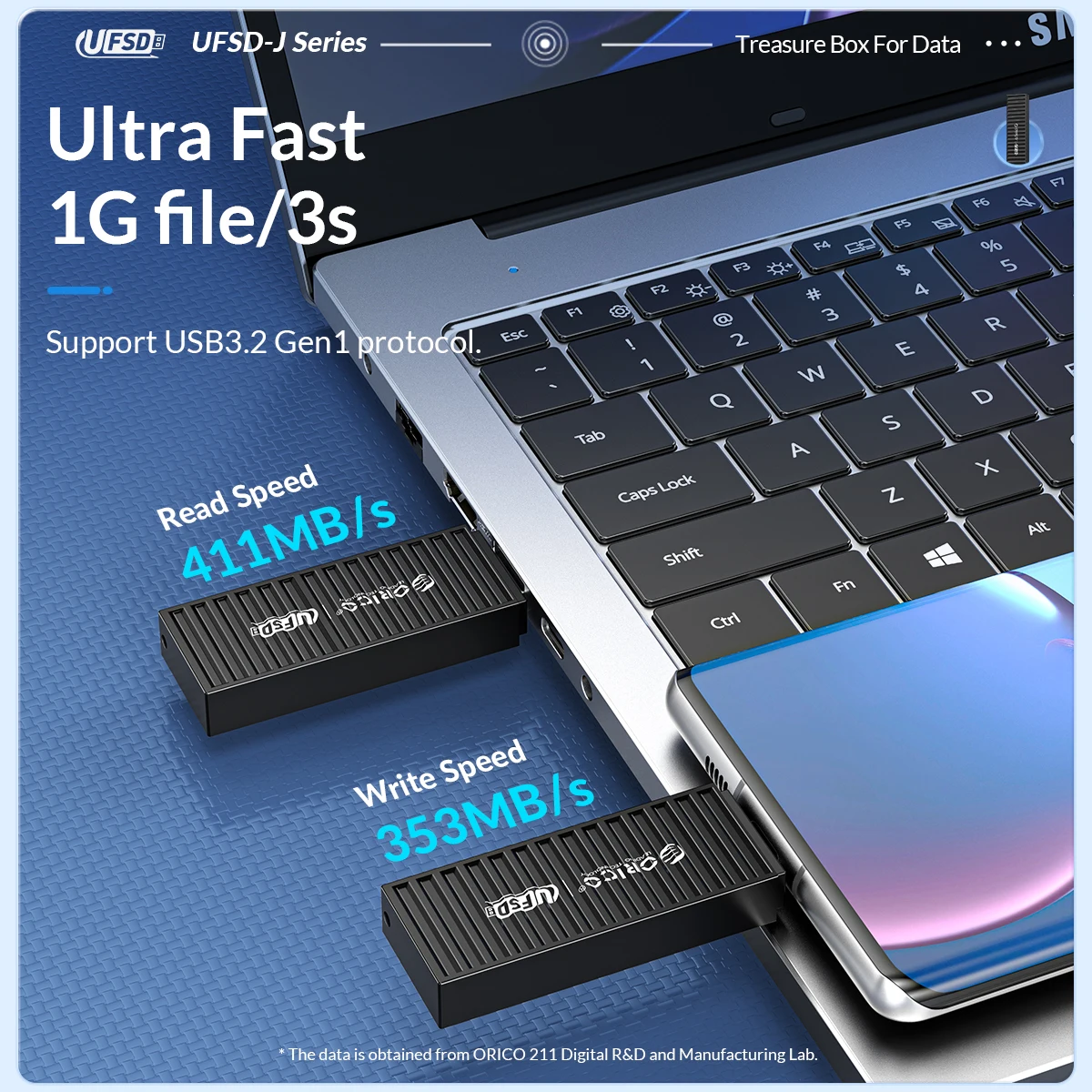 Orico-metal Usb Flash Drives com Interface tipo c Pen Drive Ufsd 512gb 256gb 128gb 64gb - Imagem 5