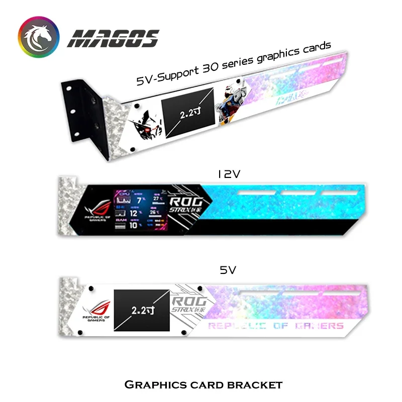 Suporte Rgb Vga para pc Gaming Suporte Gpu 2.2 Ips Lcd Display Detecção de Temperatura Suporte de Vídeo Rog Aura Sync - Imagem 6