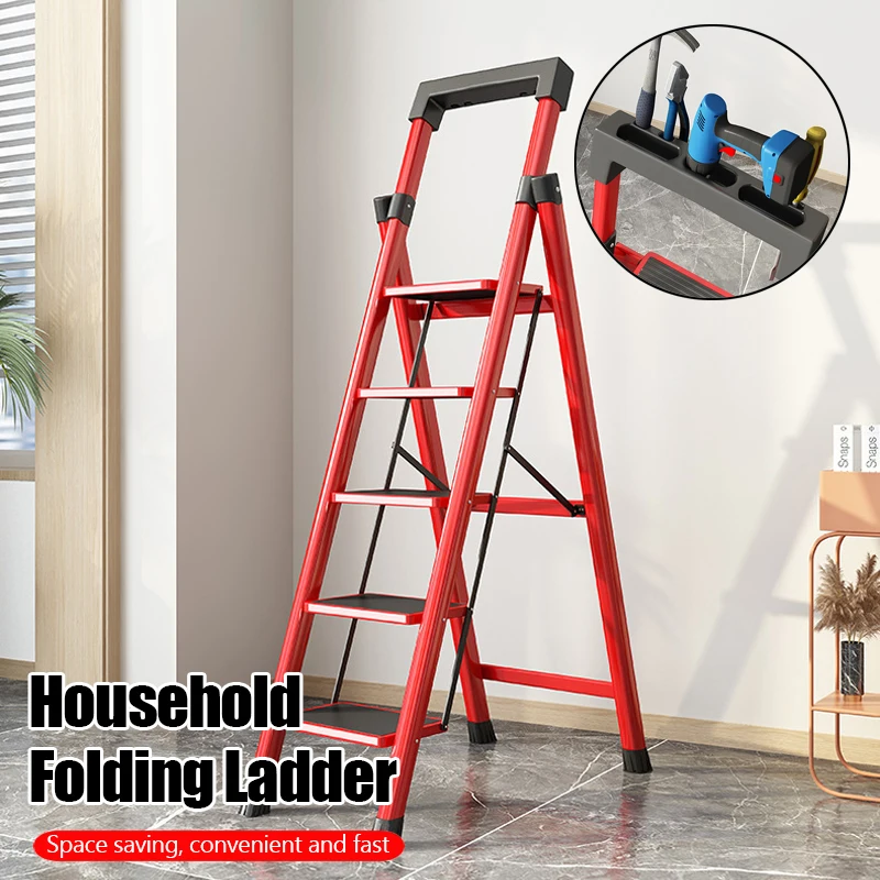 Folding Ladder Aluminum Household Folding Ladder 3/4 Steps Ladders For Home Multifunction ladder chair Stairs Herringbone ladder work ladder platform
