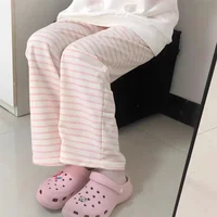 Cute Y2K Striped Pants Women Kawaii Sweet Harajuku Fleece Sports Korean Fashion Sweatpants Girly Basic Cartoon Japanese Trousers - Image 5
