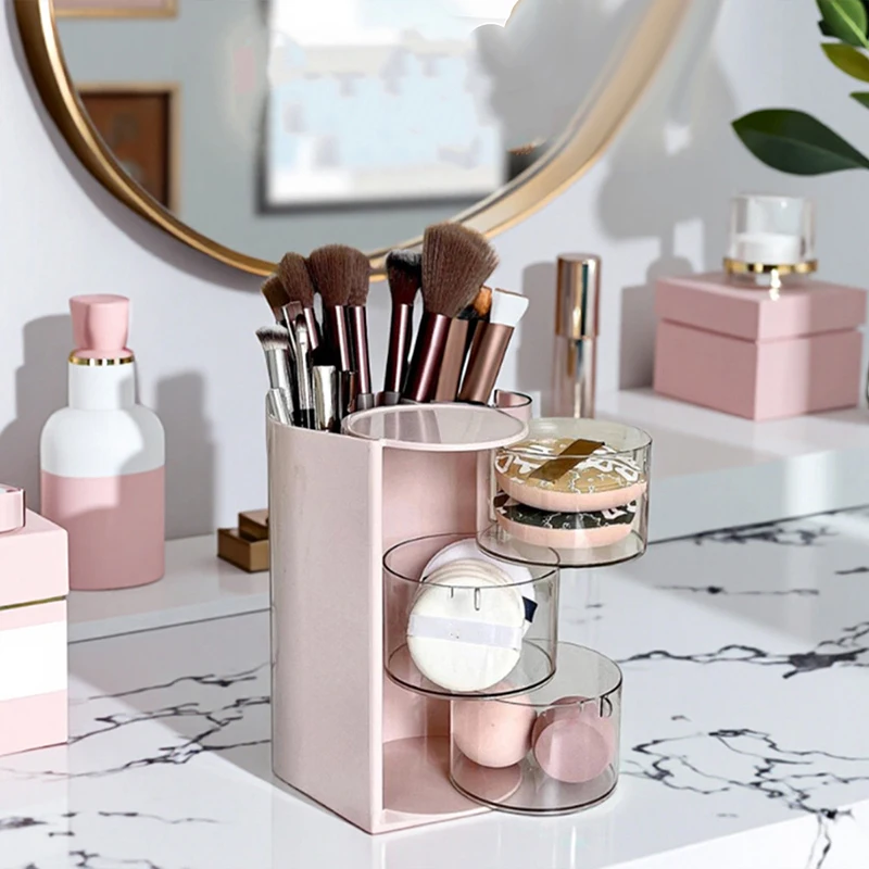 1Pcs Cosmetic Organizer Bathroom Makeup Cushion Organizer Beauty Egg Storage Display Case Rotating Compartment Organizer 5