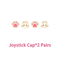 Adorable Bunny Protective Case with Shockproof Silicone Handle & Removable Back Cover Plus Storage Bag (Joystick Cap - 2 Pairs)