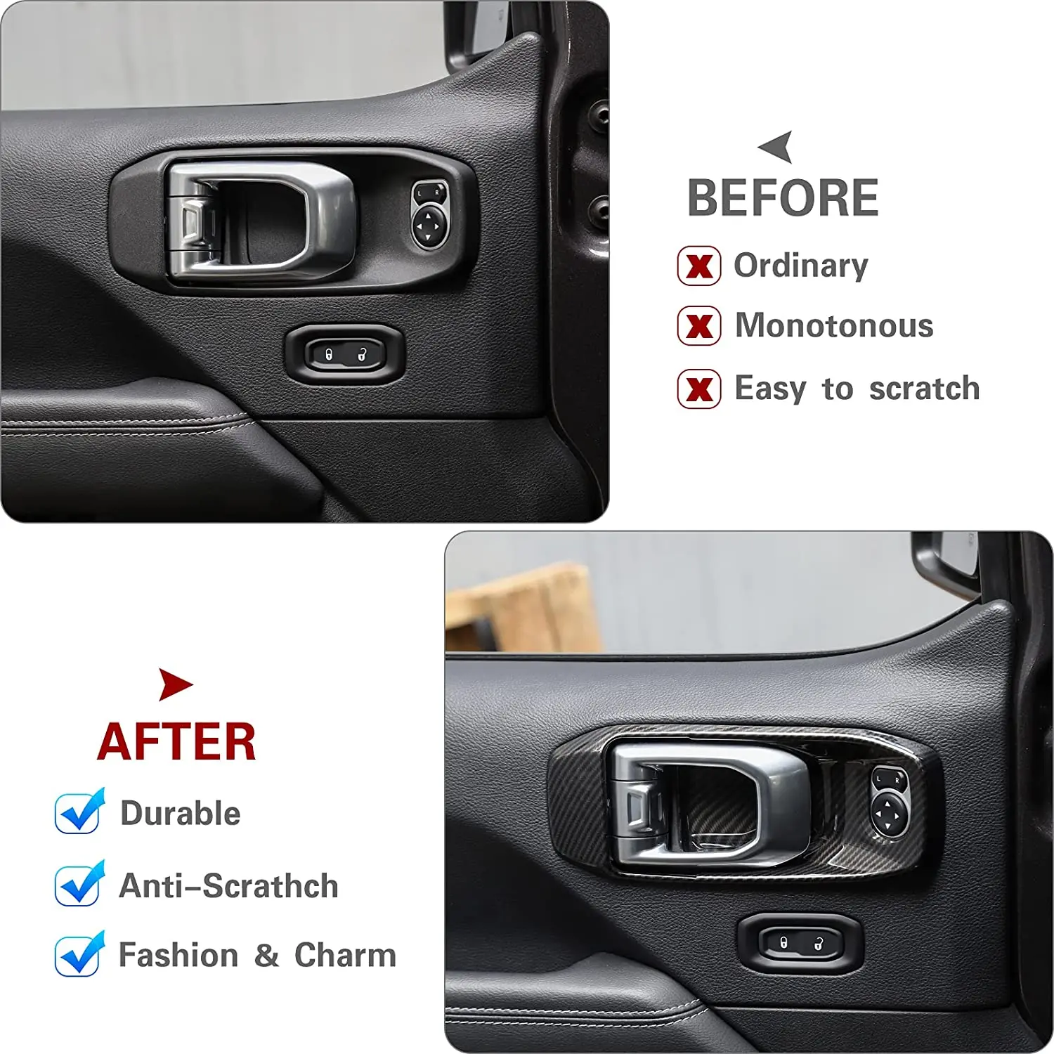Car Inner Door Handle Bowl Decoration Cover for Jeep Wrangler JL