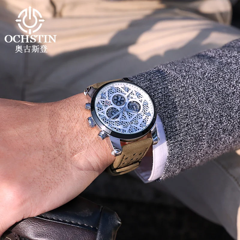 Ochstin 2024 New Pilot Series Simple and Fashionable Multi functional Automatic Quartz Movement Men's Quartz Watch