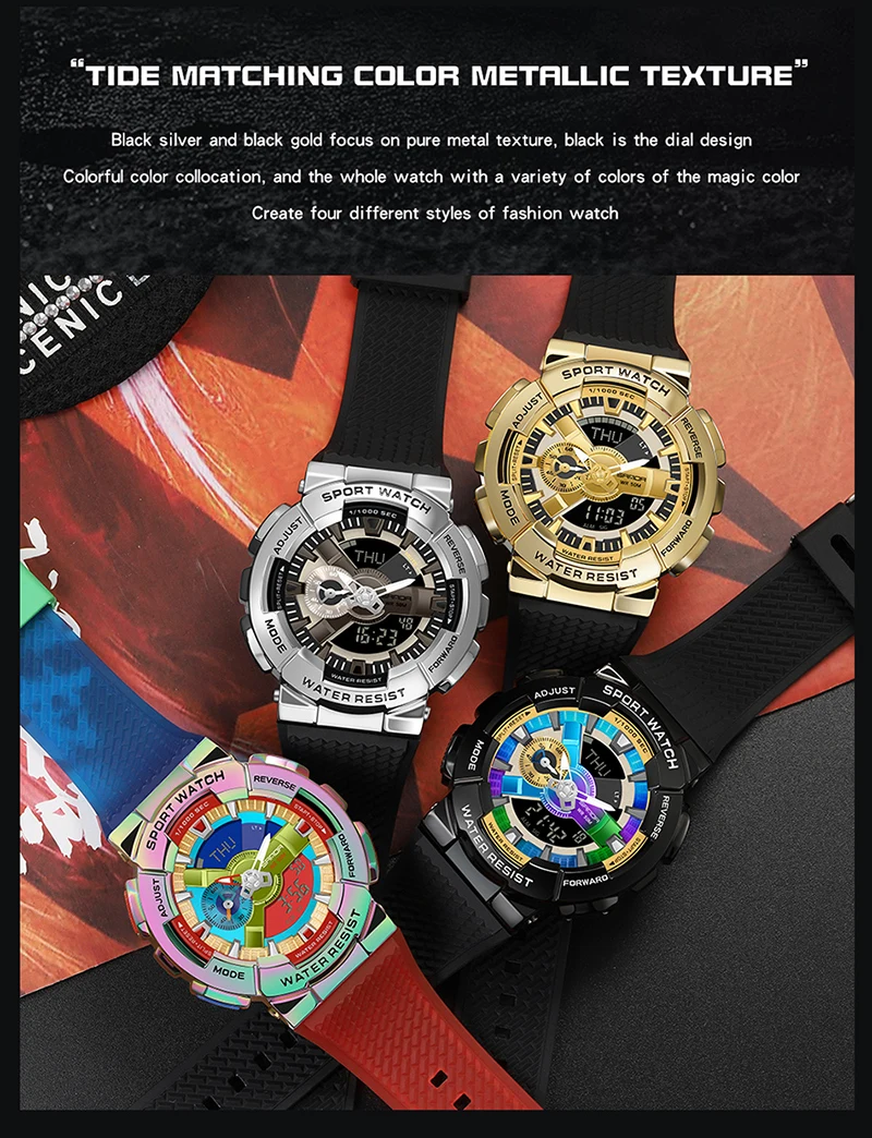 Sanda Men Digital Watch G Style Sports Waterproof Shock Military Premium Watches Magic Color Cool Luxury Wristwatch Relojes 9004