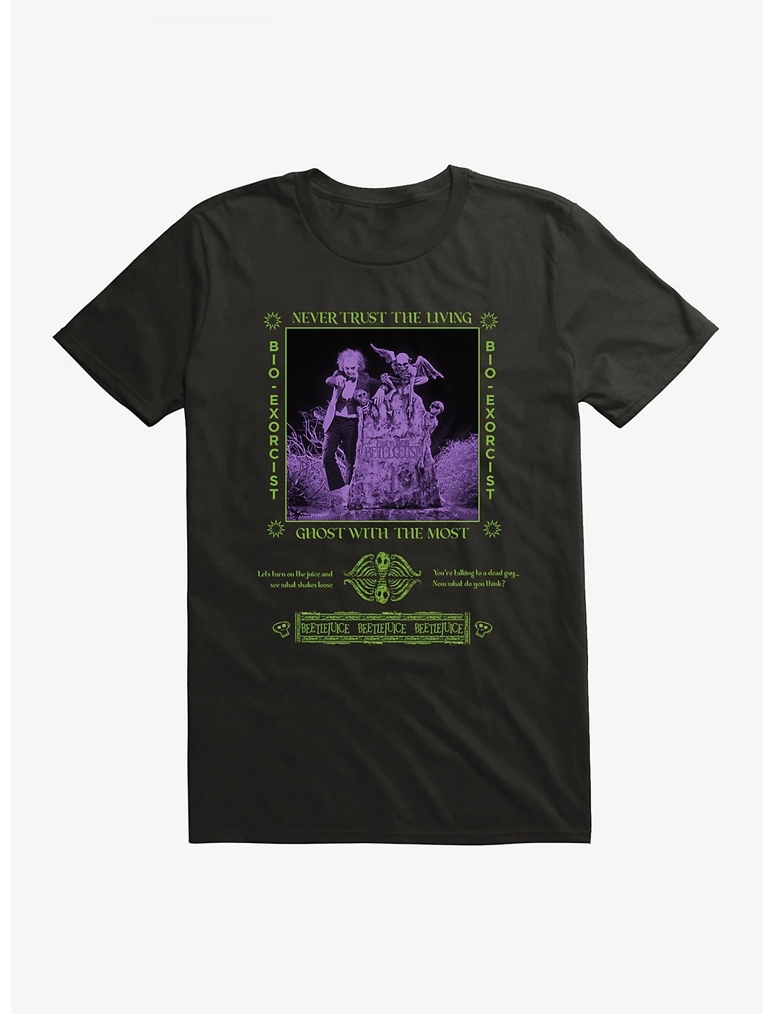 Черная футболка от Beetlejuice Never Trust The Living |