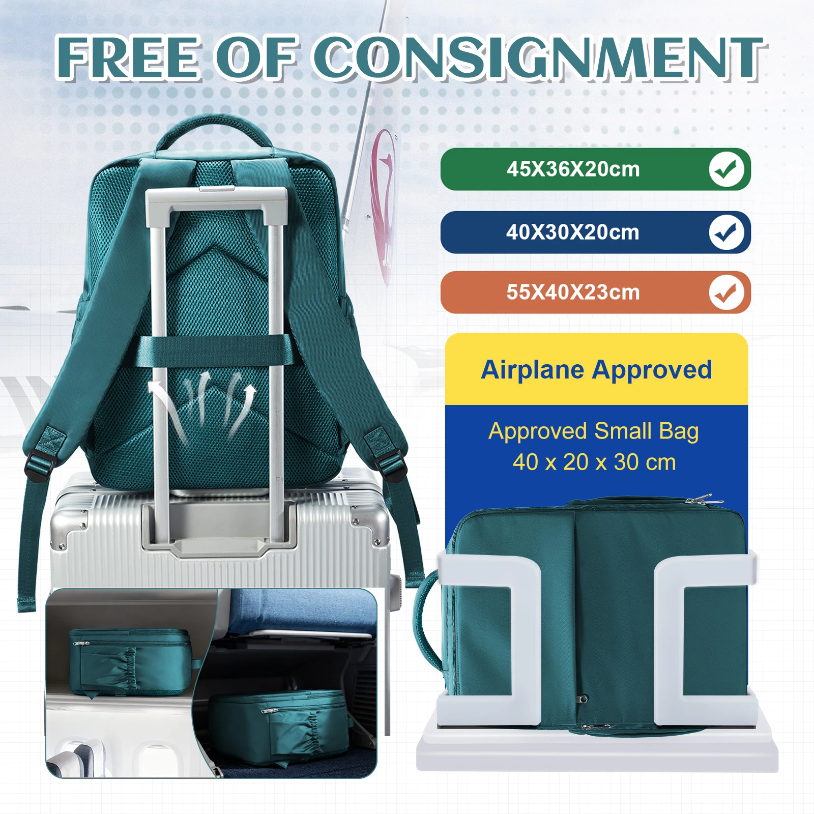 Vacuum Clothing Storage Bag with Manual Pump, Ryanair Hand Luggage 40x30x20 Travel Backpack, Vacuum Backpack Travel Cabin Bag