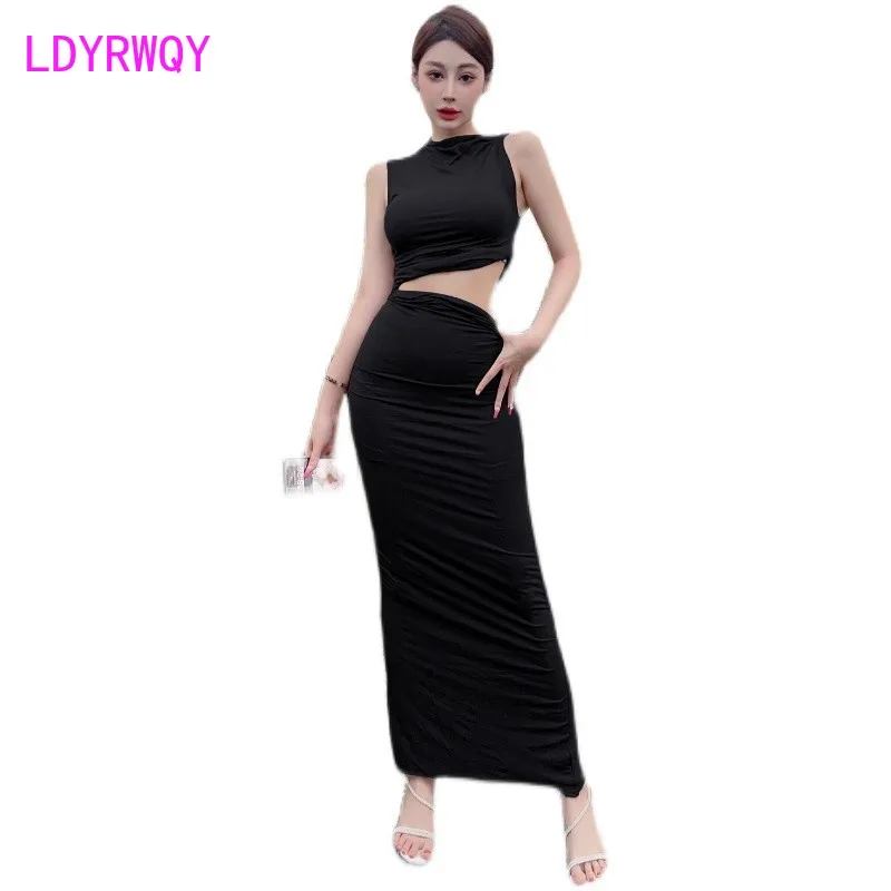 Sexy set 2023 summer new style celebrity sleeveless off-the-shoulder top + hip skirt two-piece set for women
