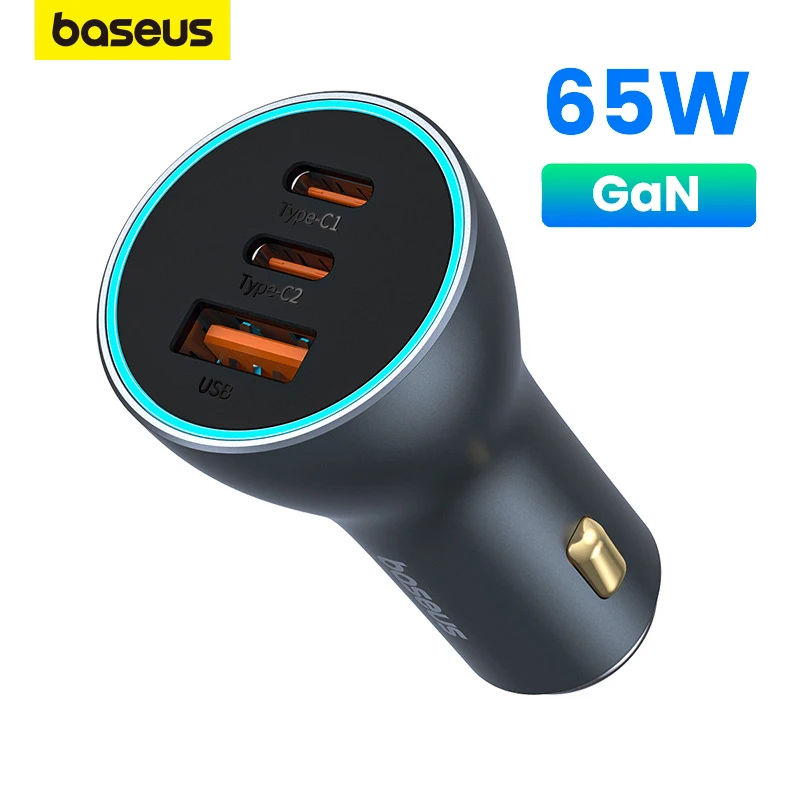 

Baseus GaN 65W USB Type C Car Charger Quick Charge QC 4.0 PD 3.0 Fast Charge Charger in Car For iPhone 14 13 Pro Xiaomi Samsung