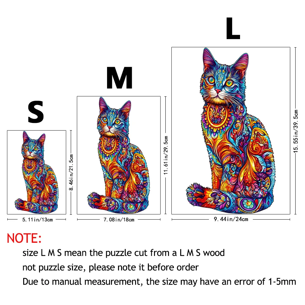 Wooden Puzzles for Adults, Cat Puzzles,Unique Animal Shape Wood Puzzle, Creative Puzzle Gifts for Family Friend,Jigsaw Puzzles