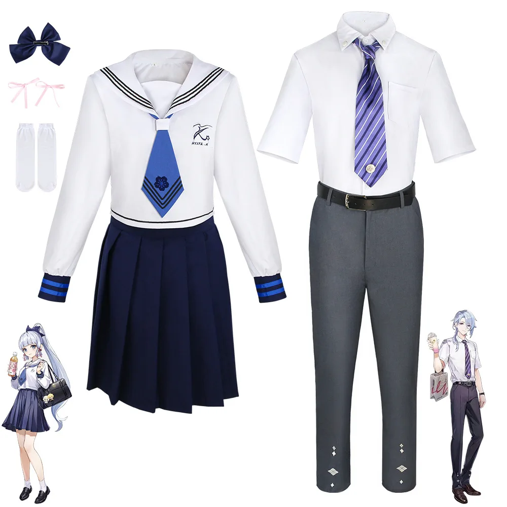 

Games Genshin Impact Kamisato Ayaka Dresses Cosplay Costumes Kamisato Ayato Suits Halloween Carnival Animes JK Uniform Set Gifts