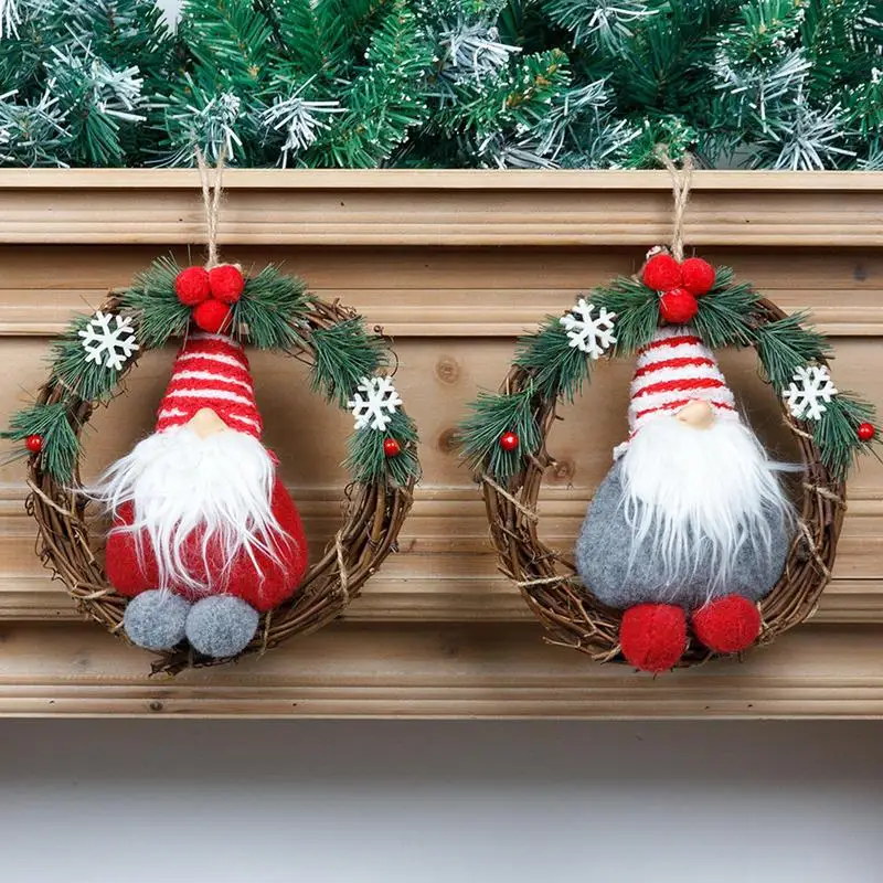 

Gnome Christmas Wreath Door Hanging Party Supplies New Year Window Wreath Decorations with Gnomes for Shop Window and Room