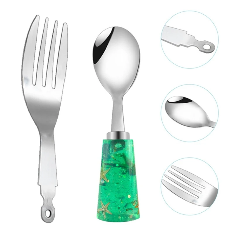 Set cucchiaio e forchetta per insalata Set di stoviglie in acciaio inossidabile Set di posate cucchiaio di servizio cucchiaio colorato Saladas Jogo De Talheres  15