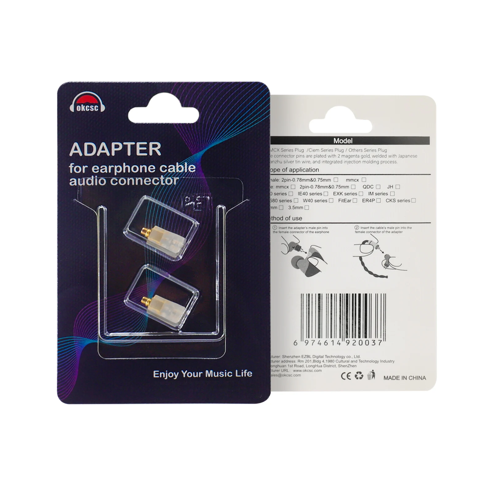 Okcsc-earbuds Conector em Forma Curva Adaptador de Áudio Jack Cabo Mmcx Conectado para Sony Mdr Ex1000 Ex800 Mdr7550 Ex600 - Image 6