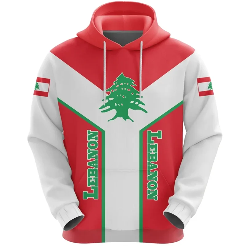 thumbnail image 1 of Sudadera con capucha con estampado de la bandera del Líbano y el mapa, emblema nacional, Cedrus Deodara, ropa informal para hombre y mujer, 1 of 4
