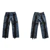 2024 New Blue Tassels Thug Club Tag Denim Zipper Slim Fit Straight PANT Jeans Cotton Denim Pants Casual Jeans Size 1 2 3 #N197 2