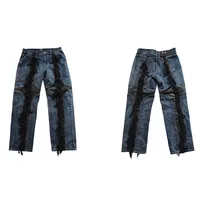 2024 New Blue Tassels Thug Club Tag Denim Zipper Slim Fit Straight PANT Jeans Cotton Denim Pants Casual Jeans Size 1 2 3 #N197 2