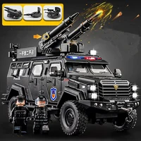 1:24 Alloy Police Explosion Proof Car Model Diecasts Metal Sword Toothed Tiger Armored Vehicles Model Sound Light Kids Toys Gift 1