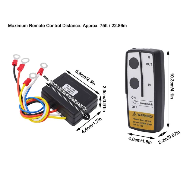 Control Remoto Inalámbrico Para Cabrestante 12V: Alcance 150 Pies (45 M), 120W, Ideal Para Camiones, ATV, SUV - Reemplazo Profesional