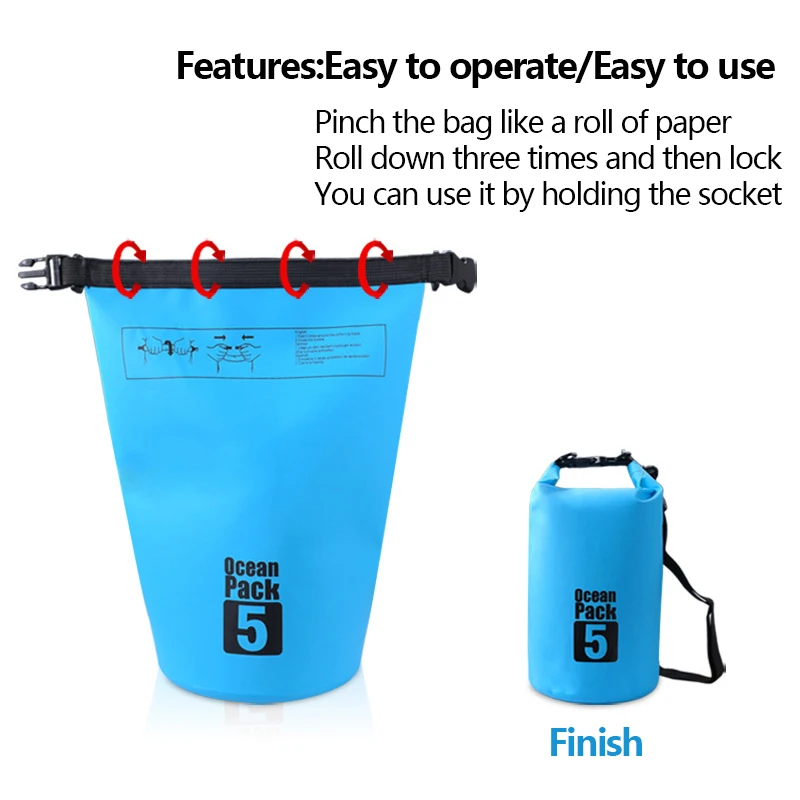 5L-30L PVC Mesh Waterproof Bag Outdoor Diving Compression Storage for Man Women Swimming Rafting Kayak