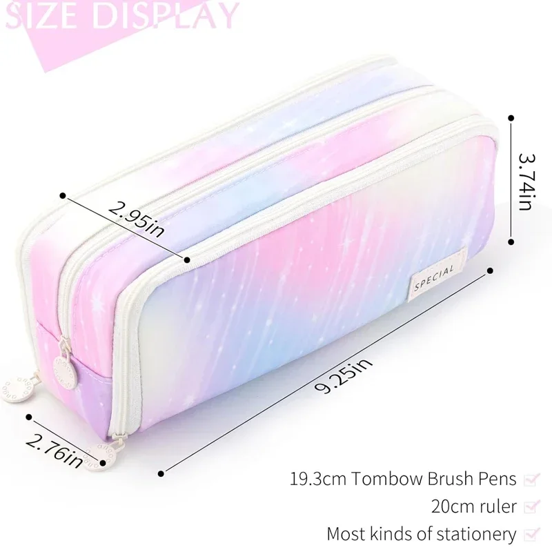 귀여운 대용량 연필 가방, 연필 상자, 학교 파우치 펜 케이스, 십대 소녀, 소년, 여성, 학교 용품, 3 칸