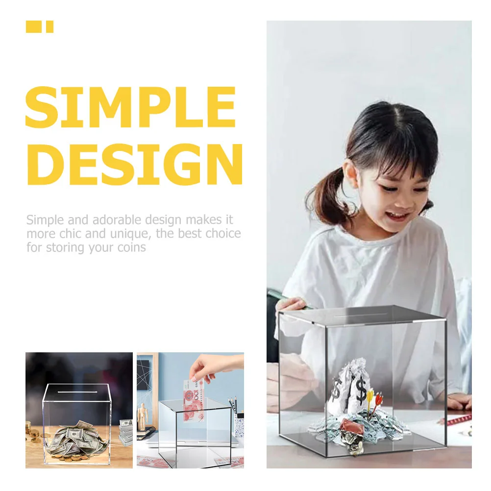 Transparent Piggy Bank Compact Saving Pot Kidcraft Playsets Donation Box Daily Use Coin Acrylic Money Accessory Vacation