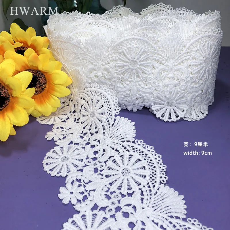 Dress Sewing New Pattern 10yard Lace Fabric Trim Accessories Embroidery Ribbon Diy Ivory Computer Milksilk Bar Code Skirt Deco