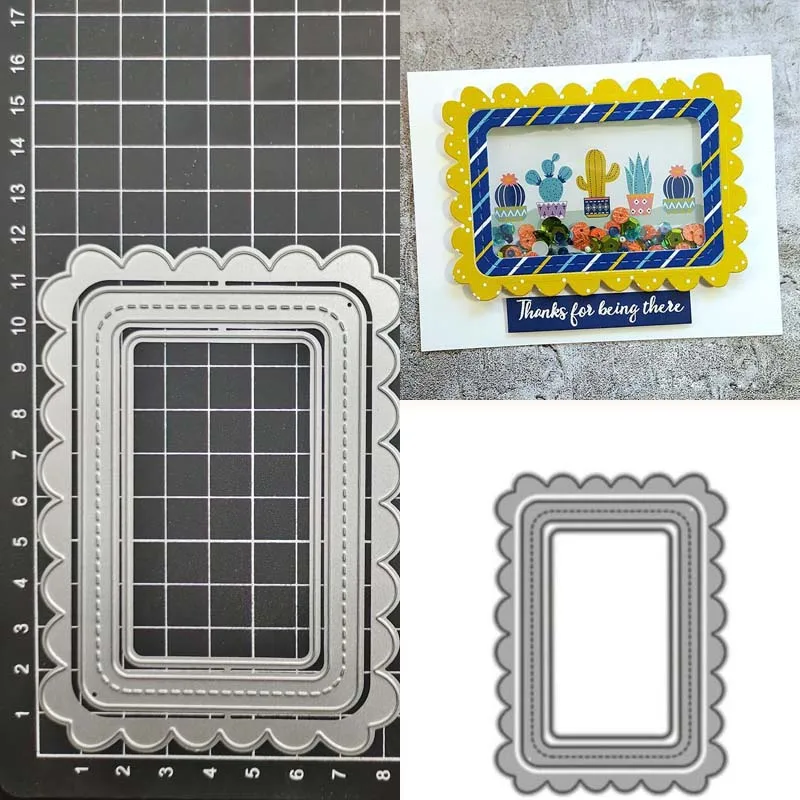 

Grid Border Metal Cutting Dies Scrapbook Embossing Die Cuts Photo Album Cutter Paper DIY Craft Cutting Die