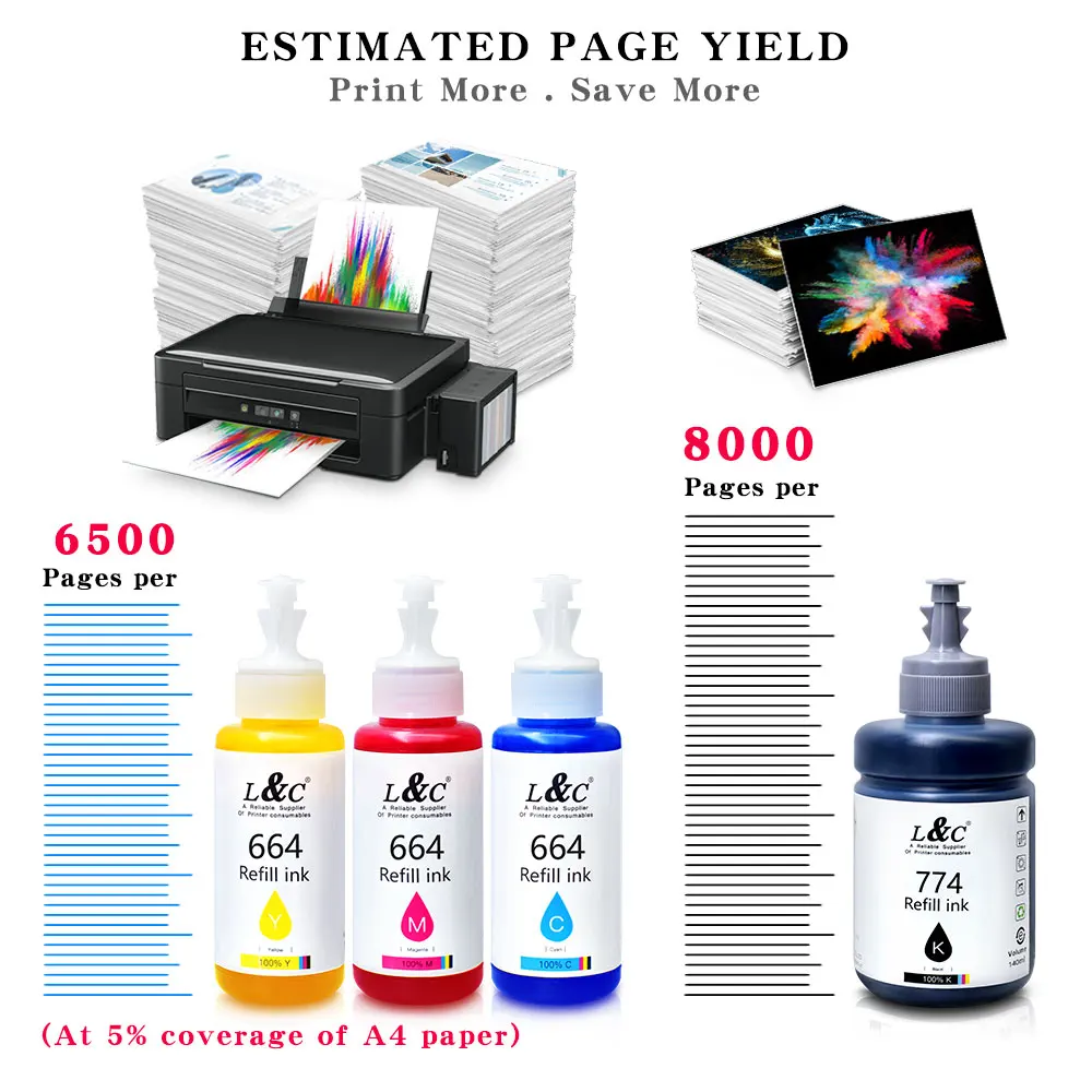 664 T664 T6641 Premium Color Compatible Refill Dye Ink for Epson