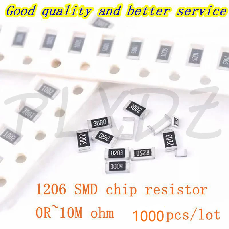1000pcs 1206 1% SMD resistor 0R ~ 10M 1/4W 0 0.1 1 10 100 150 330 ohm 1K 2.2K 4.7K 10K 100K 0R 1R 10R 100R 150R 220R 330R 1M 10M