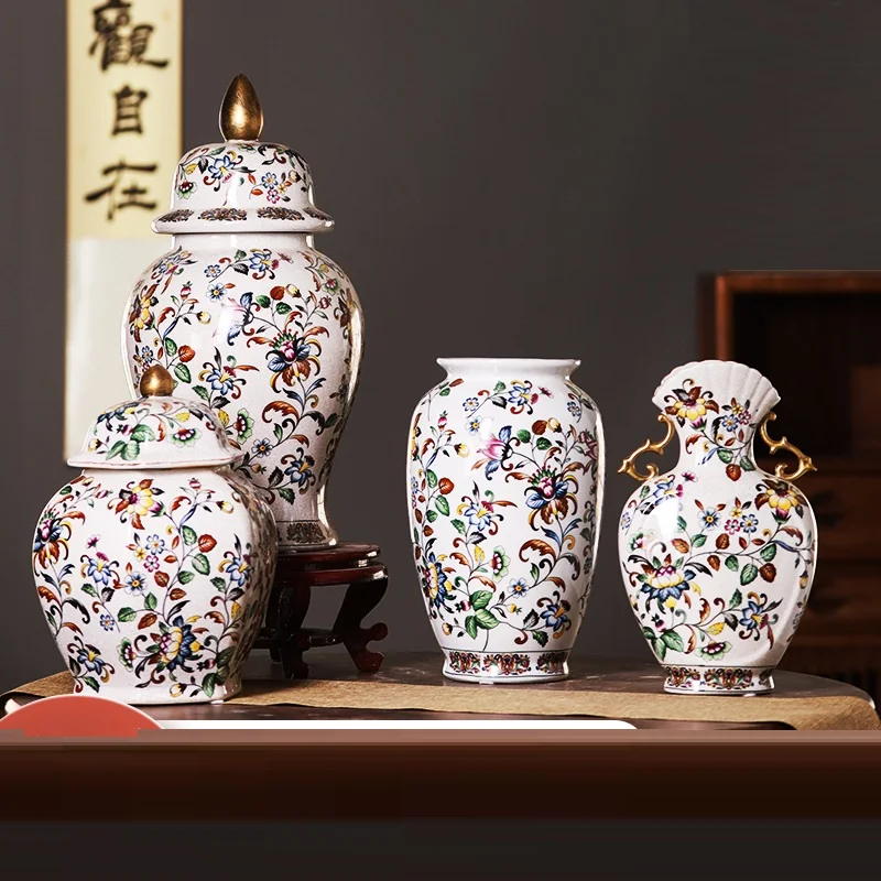 Jingdezhen ceramic vase ornaments, living room foyer, European style home flower arrangement, American style home decoration, st 3