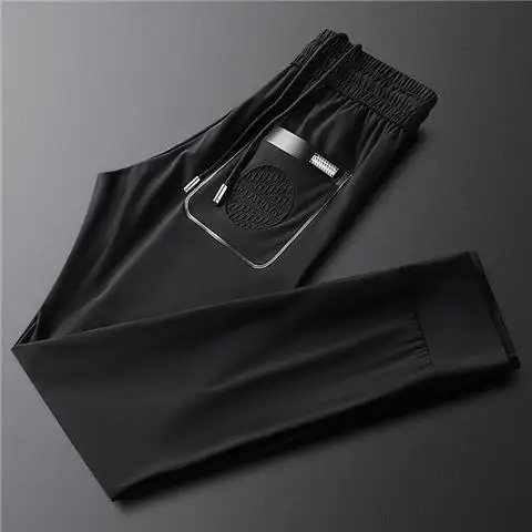 New Ice Silk Pants for Men's Casual Pants Breathable and Quick Drying Trend Versatile Sports Ties