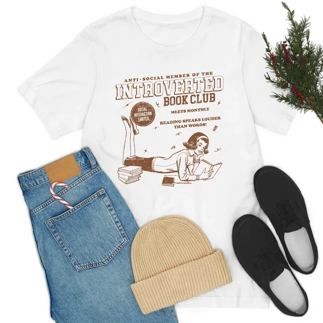Introverted Book Club Retro Tshirt 4