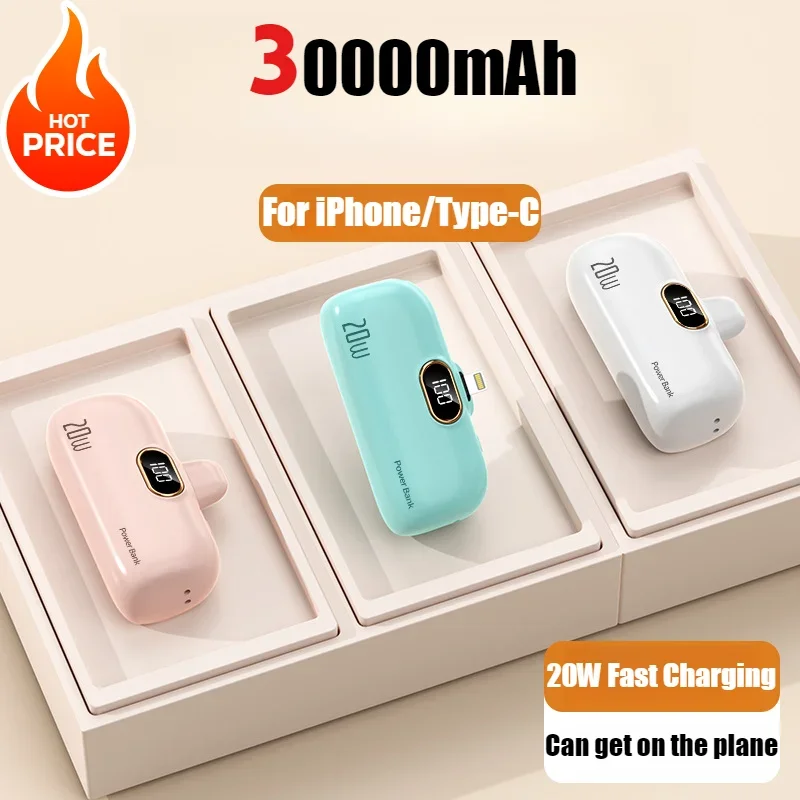 2026 Portable Power Bank Digital Display 30000mAh Fast Charging External Battery Charger Cases For IPhone Series Samsung Xiaomi_voghion.com