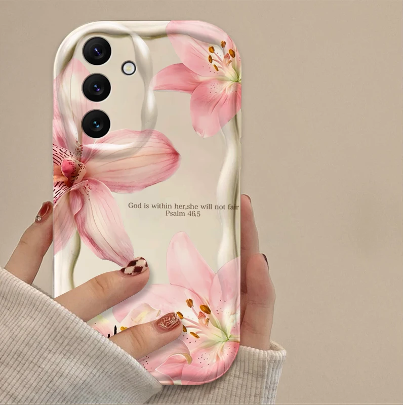 Vintage Pink Lily Flower Wave Phone Case