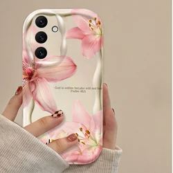 Vintage Pink Lily Flower Wave Phone Case - Galaxy A10 (White - 1)