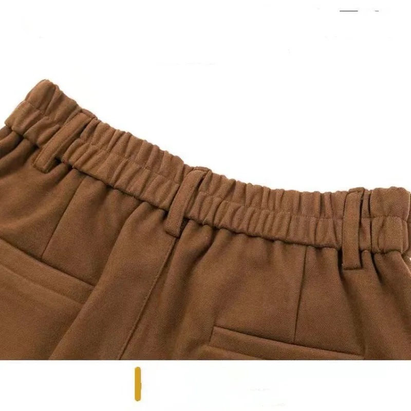 Women's High Waist Solid Pocket Shorts Autumn and Winter 2023 New Fashion Slim Elastic Waist Loose Office Lady Trouser Skirts