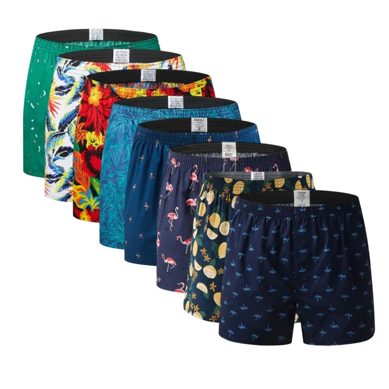 5Pcs/lot Mens Boxers Underwear Men Cotton Man Big Size Shorts Breathable Striped Plaid Print Flexible Shorts Male Underpants