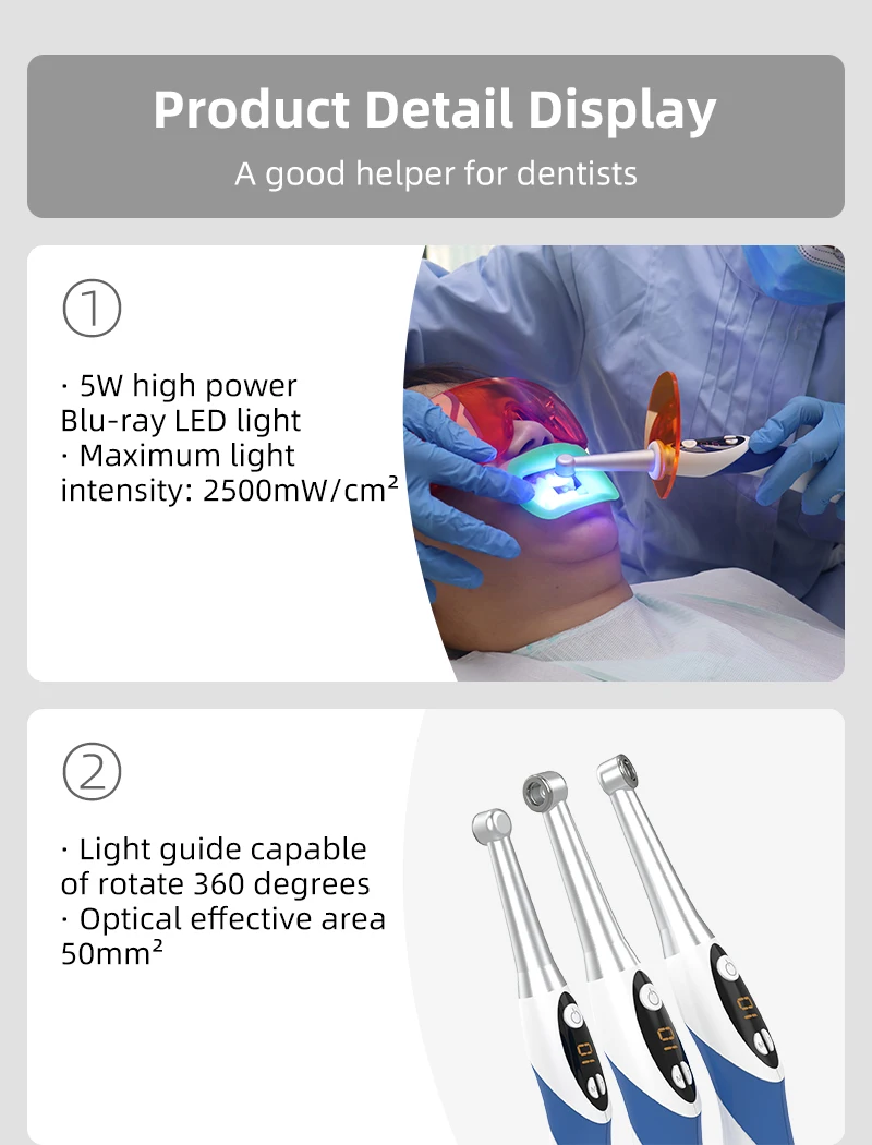  NEUES Dental Photopolymerize Lampenset LED-Härtungslicht 1S Resin Cure 2500mw/c ㎡ Kieferorthopädisches UV-Heilampen-Set aus Verbundwerkstoff für die Zahnheilkunde – Detail 4