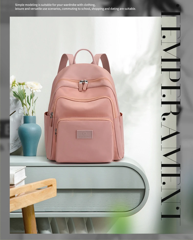 New Nylon Backpack Women's Fashion Outdoor Sports Backpack Large-Capacity Lightweight School Bag Casual All-Match Travel Bag