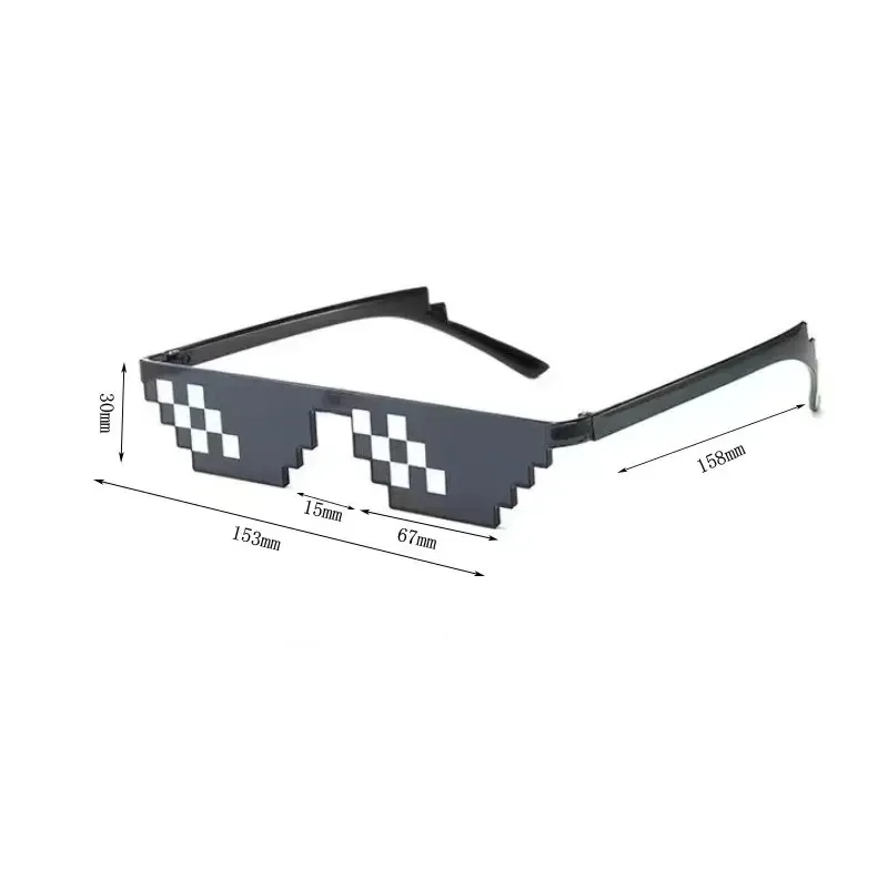 NEW Mosaic Sunglasses Trick Toy Thug Life Glasses Deal With It Glasses Pixel Black Mosaic Sunglasses Cool Jokes Funny Toys
