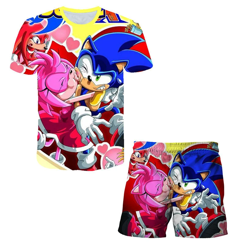 Baby Boys Girls Cartoon Anime Graphic Super Sonic 3D T Shirt + Shorts Set Clothes Kids Cute Cartoon 2pcs Children Clothing Sets baby clothing sets	