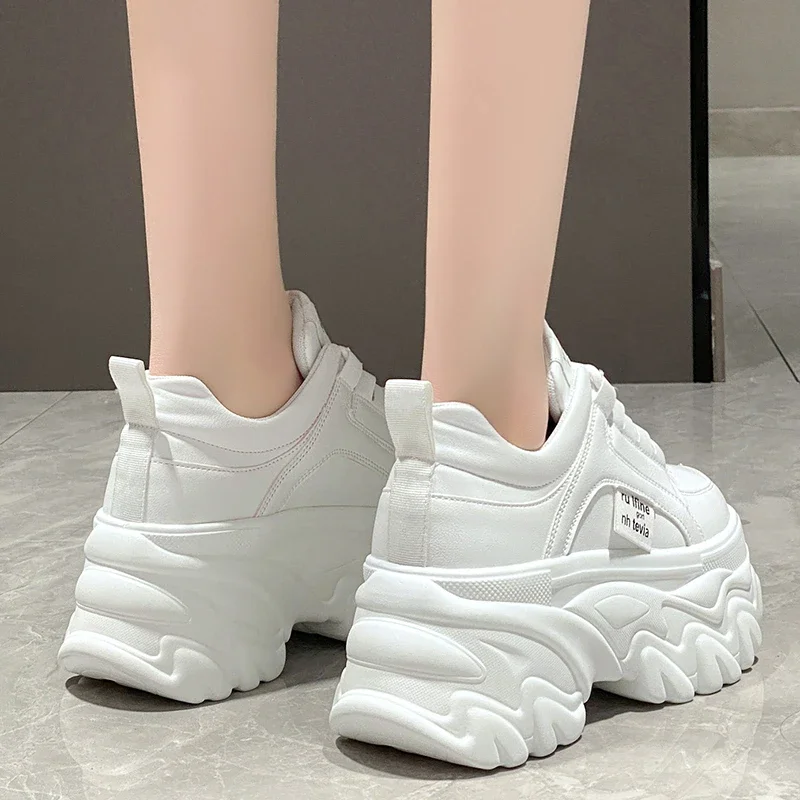 White Black Chunky Sneakers Women Spring Autumn Thick Bottom Dad Shoes Woman Fashion PU Leather Platform Sneakers Ladies Tennis - Image 3