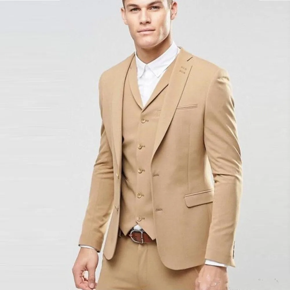 

New Slim Fit Men Suits 3 Pieces (Jacket+Pants+Vest) Wedding Groom Tuxedos Bridegroom Sets Best Man Blazer Prom Costume Homme